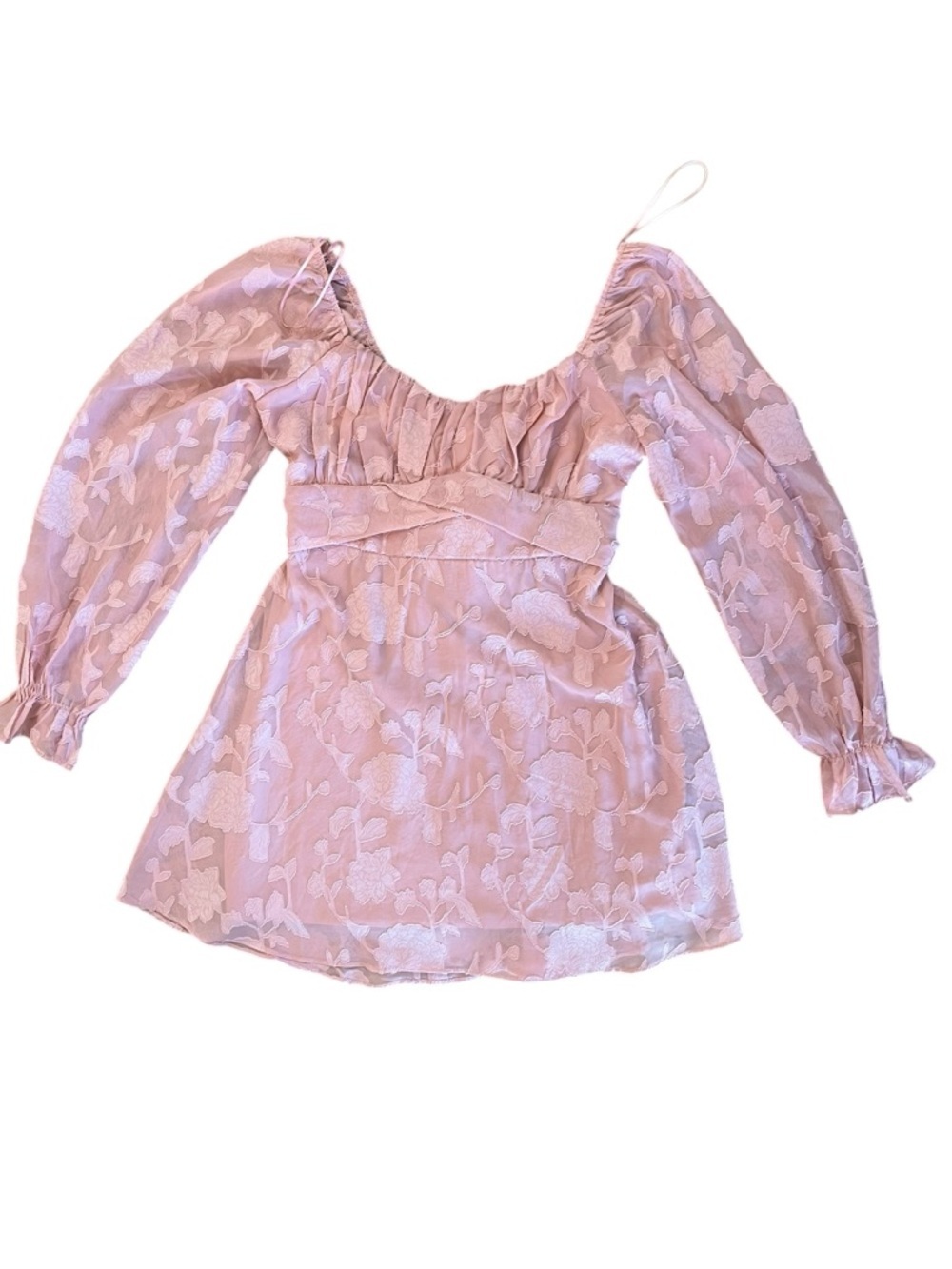 Thirty/Thirty Pink Flirty Textured Coquette Sweetheart Flowy Short Tie Bow Dress - Picture 2 of 10